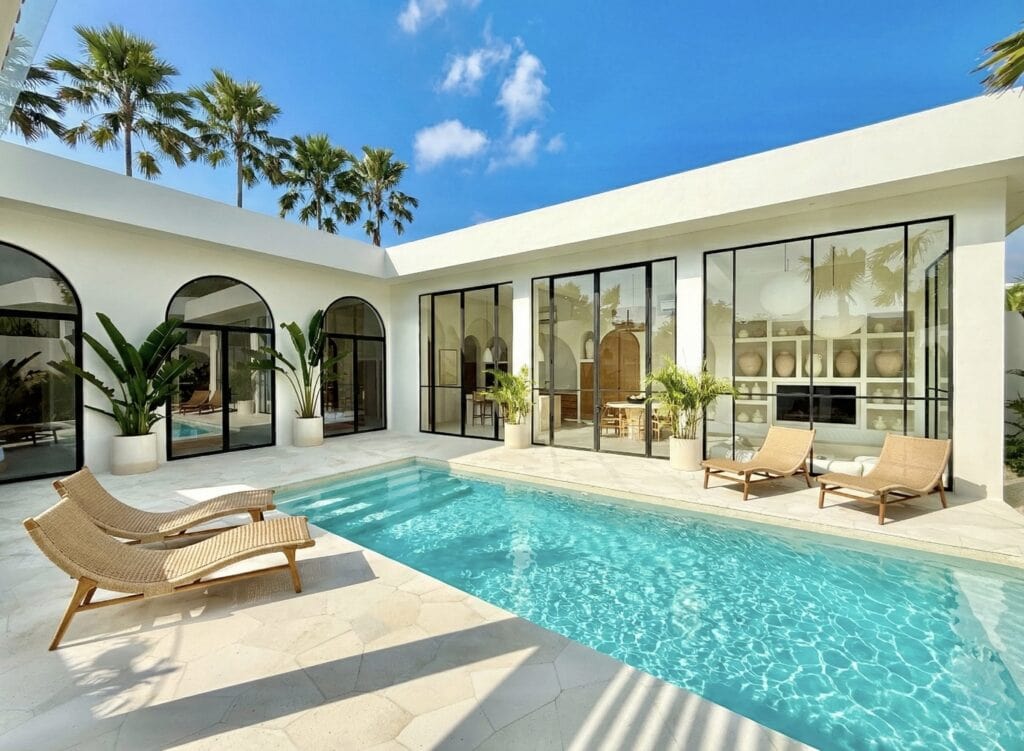 Luxury villa pool in Bali during the sunny dry season - Best time to visit Bali 2026 Guide.