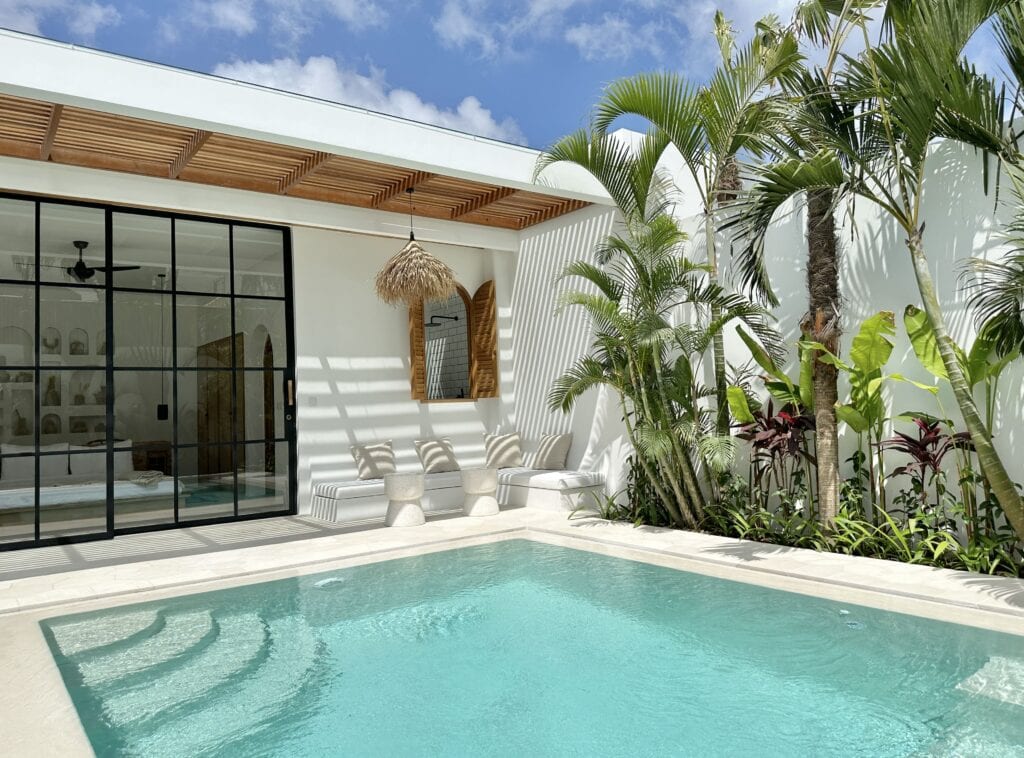 Stunning two-bedroom villa with private pool, lush greenery, modern tropical design in Bingin, Uluwatu.