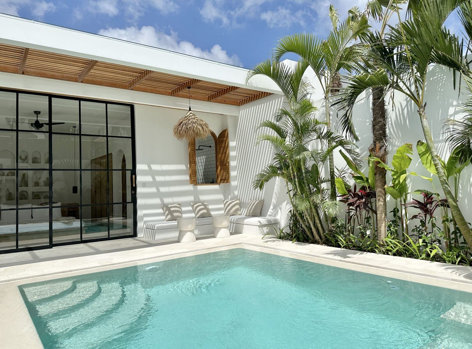 Stunning two-bedroom villa with private pool, lush greenery, modern tropical design in Bingin, Uluwatu.