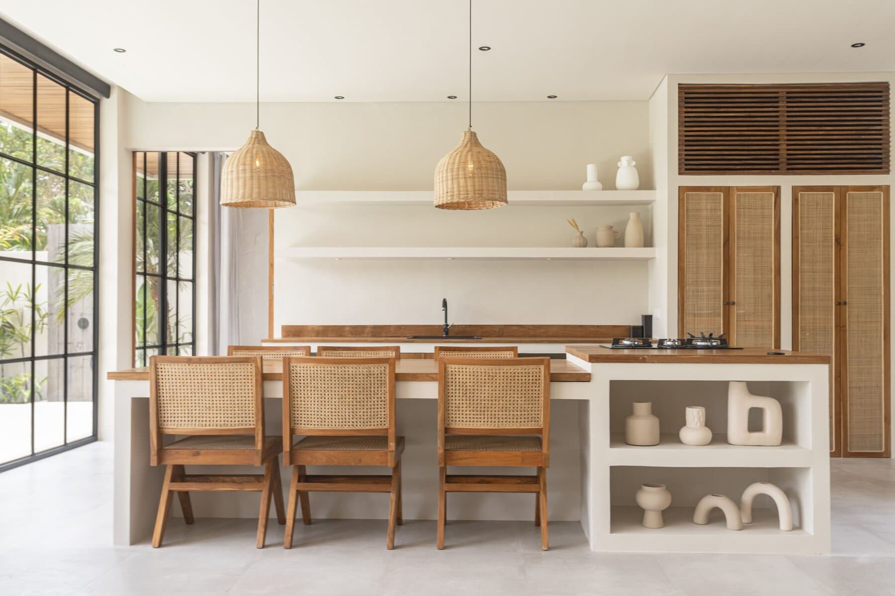 Modern Bali kitchen with elegant decor.