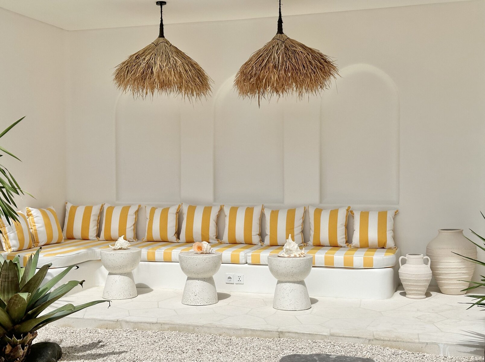 Elegant Bali vacation rental with minimalist design and tropical decor.