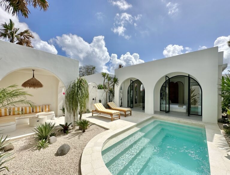 Charming Bali villa with private pool, lush greenery, and stylish modern architecture.