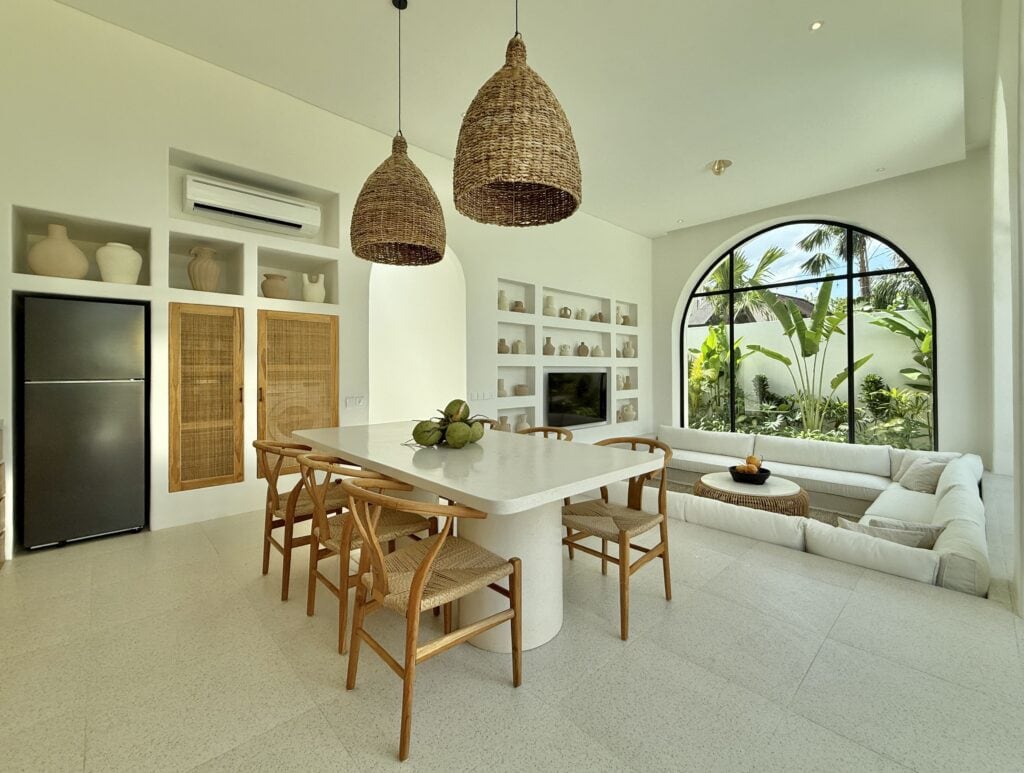 Bright, airy living space with modern decor and natural light.