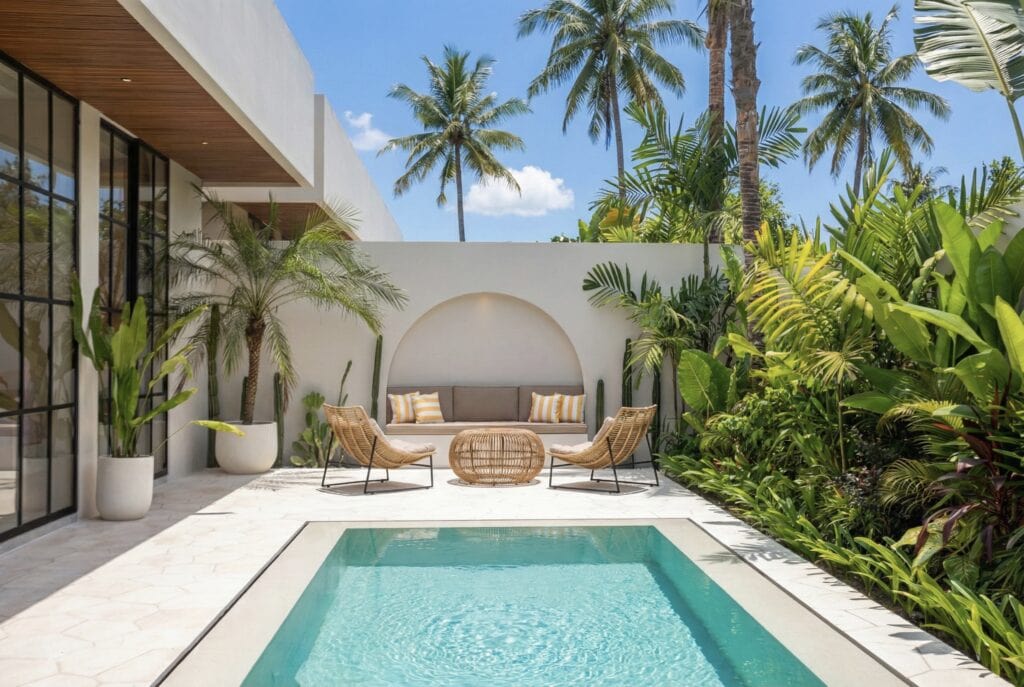 The Young Villas: Elegant tropical-modern villa with private pool in Uluwatu, Bali, surrounded by lu.