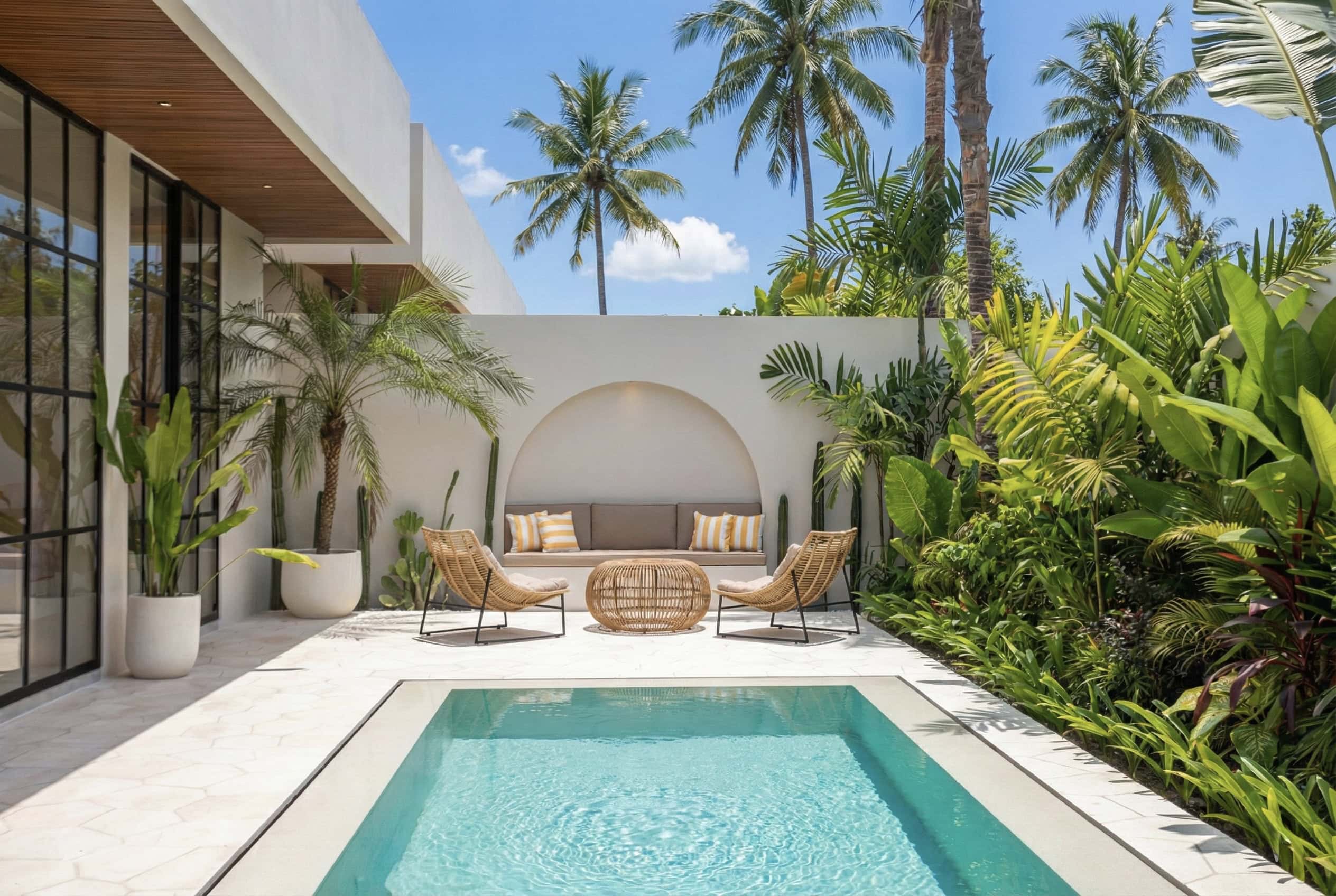 The Young Villas: Elegant tropical-modern villa with private pool in Uluwatu, Bali, surrounded by lu.
