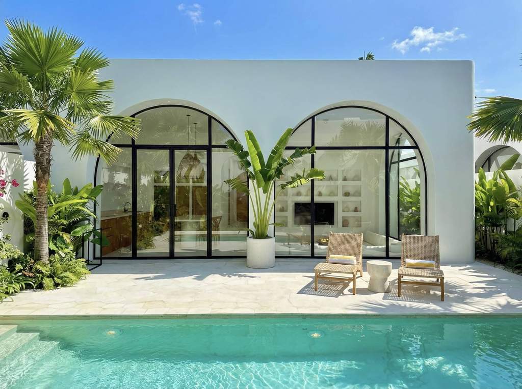 The Young Villas: Luxurious tropical-modern villa in Uluwatu with sleek design and lush greenery.