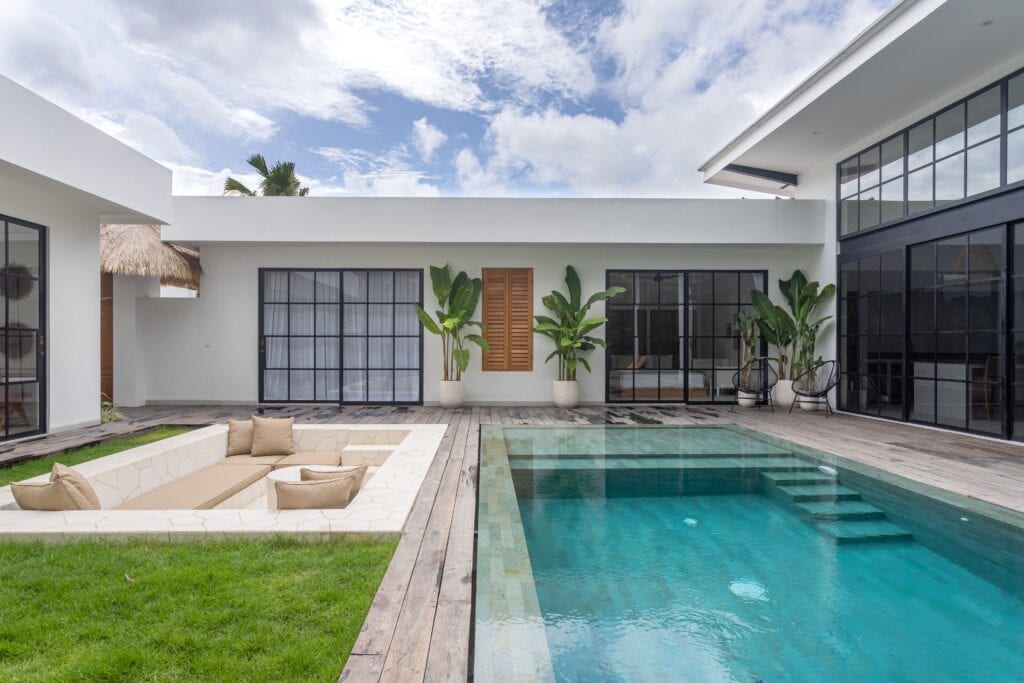 Stunning four-bedroom villa in Uluwatu featuring a private pool, modern design, and tropical surroundings.
