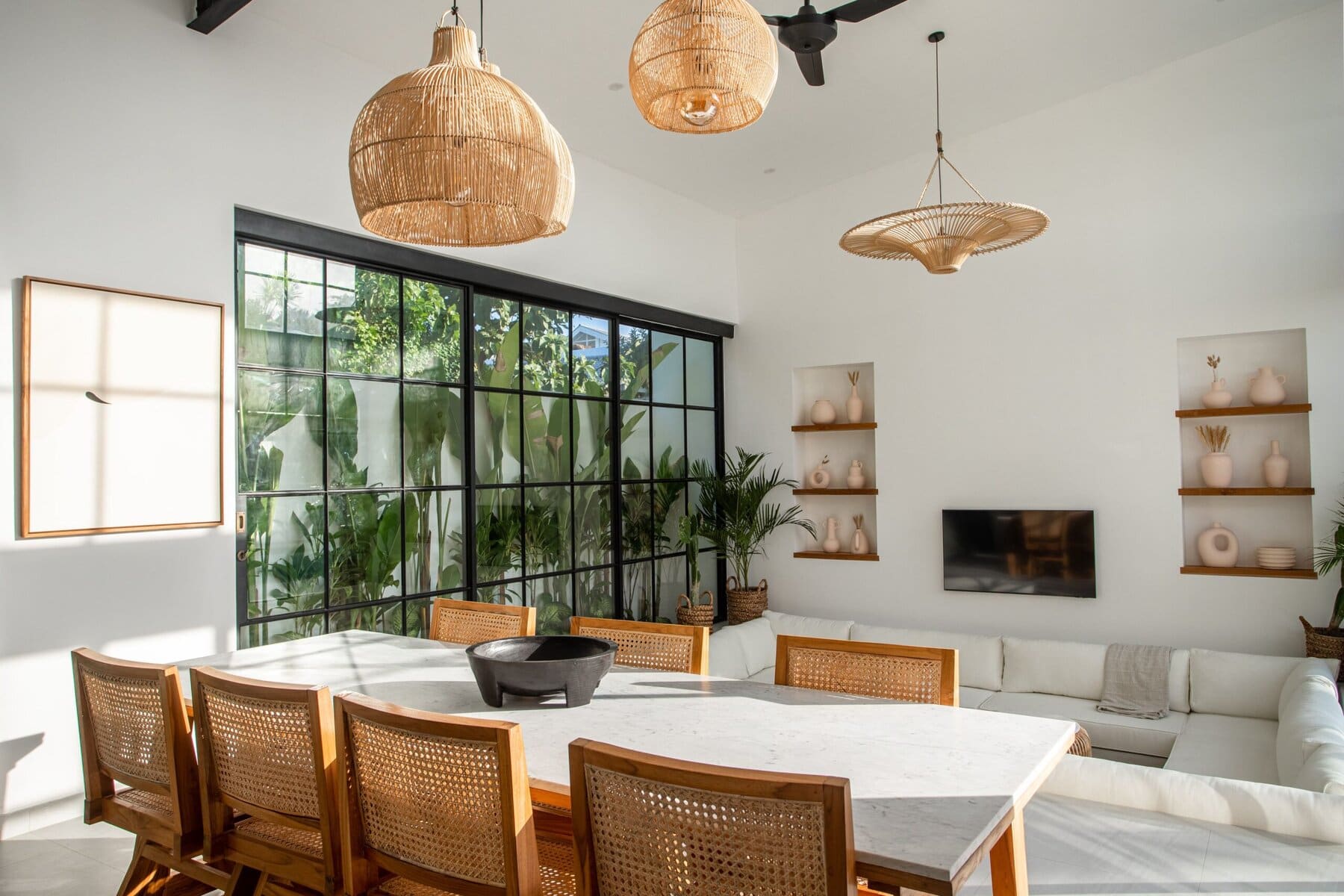 Bright, minimalist living space showcasing tropical-modern style in Uluwatu.